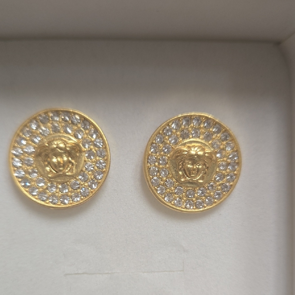 Versace Gold Medusa Stud Earrings - Picture 5 of 5